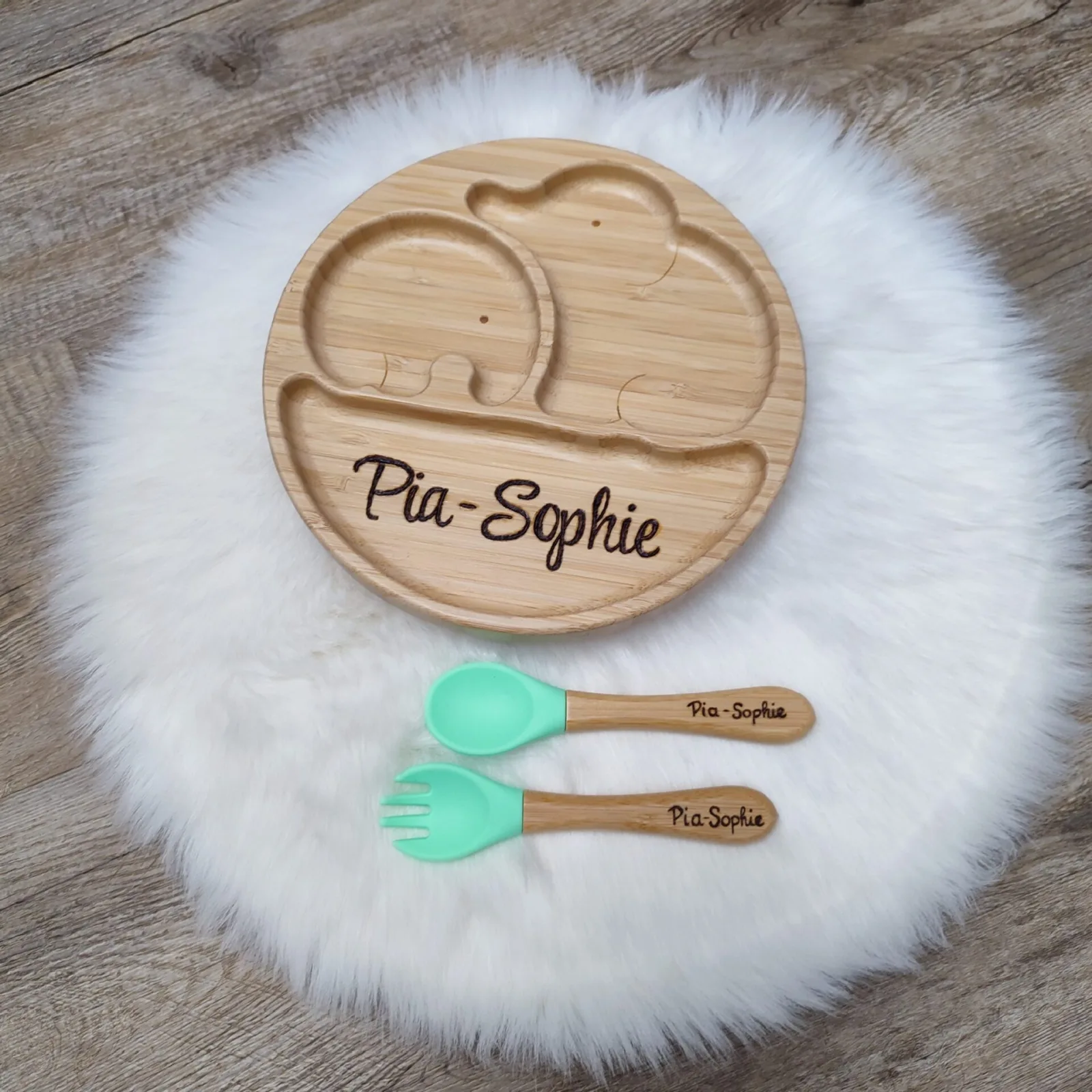 Kinderteller mit Löffel mint