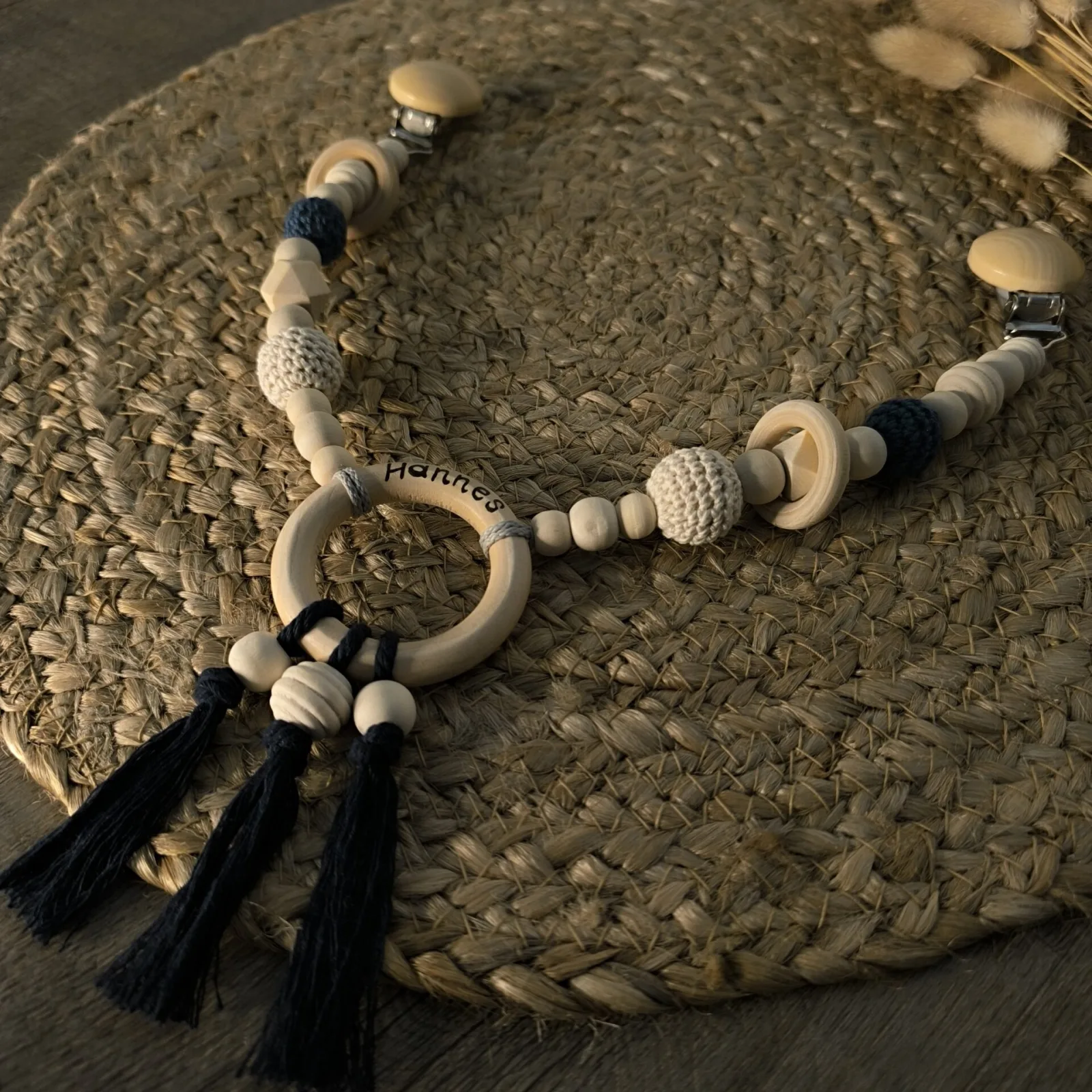 Perlenkette mit Clips blau – Ansicht 2