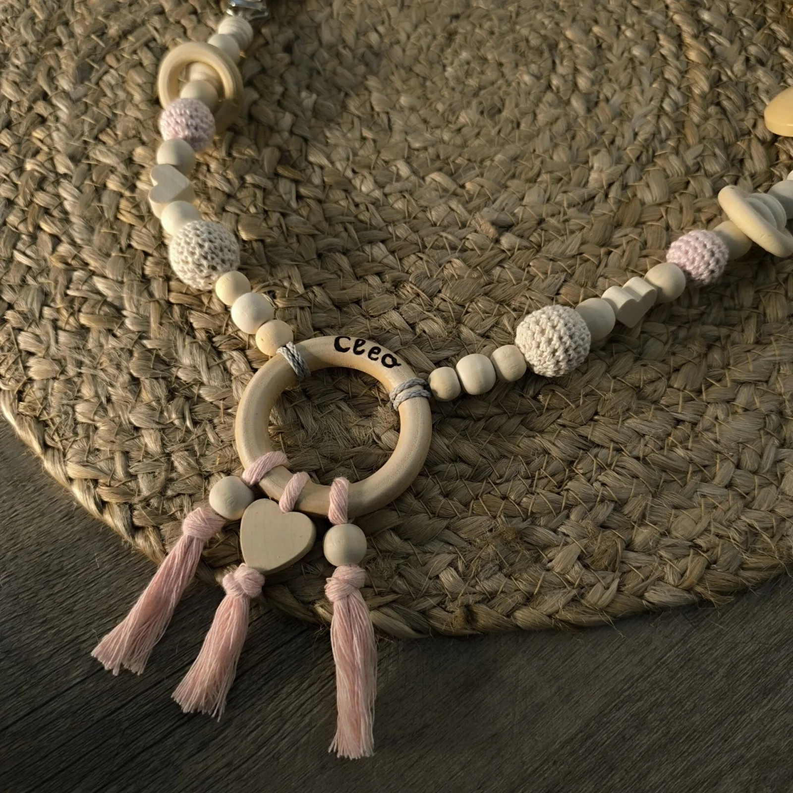 Perlenkette mit Clips rosa – Ansicht 2