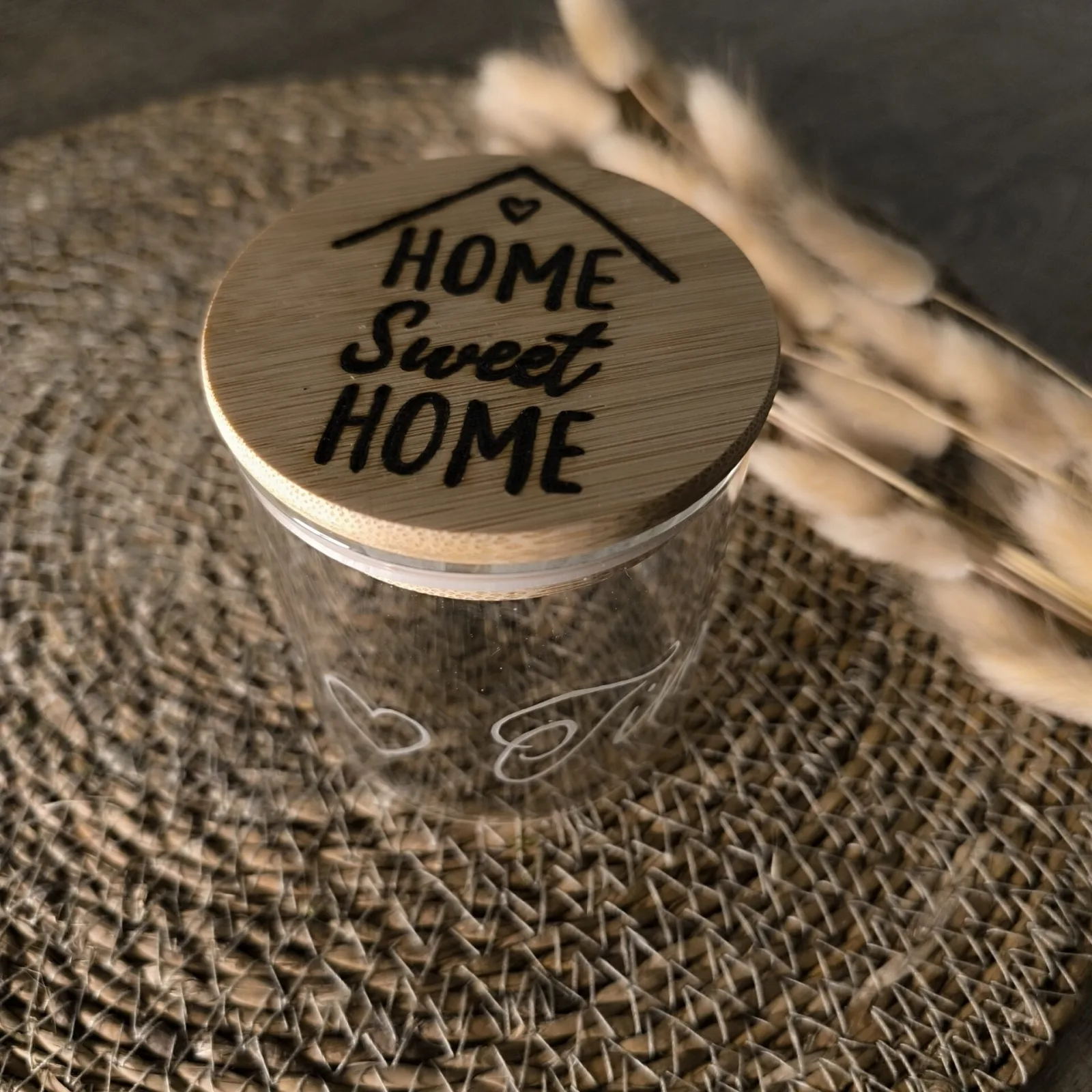 Vorratsglas Home Sweet Home mit Namengravur